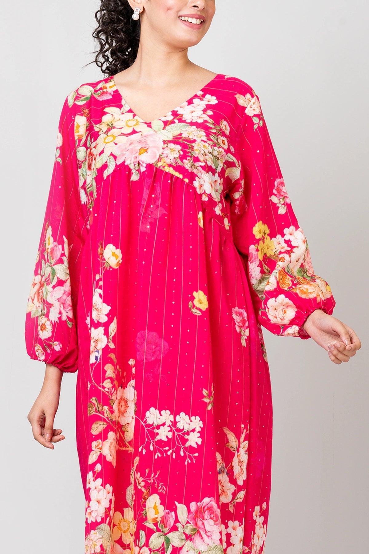 Soothing Florals Designer Pink Sequence Woven Kurta Pant Set for Festive Wear