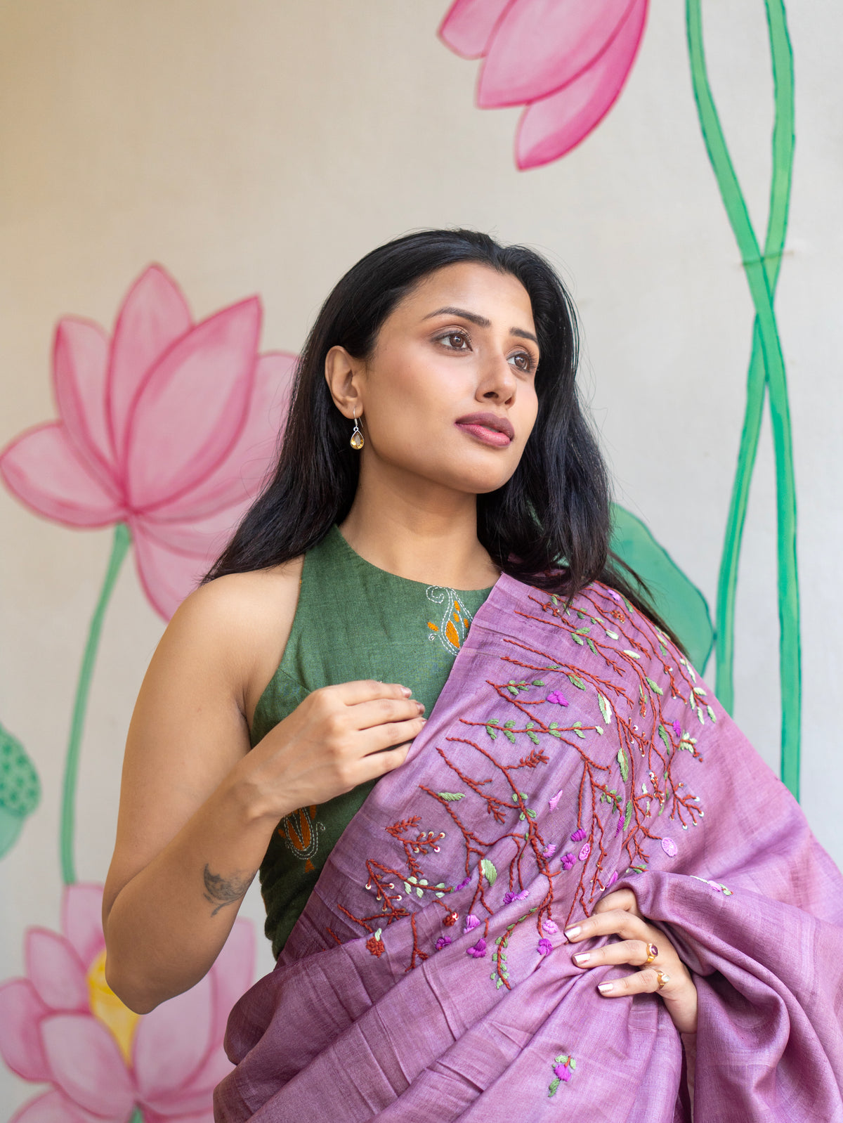 Onapushpa Designer Violet Pure Tussar Silk Saree for Weddings, Festive & Special Occasions