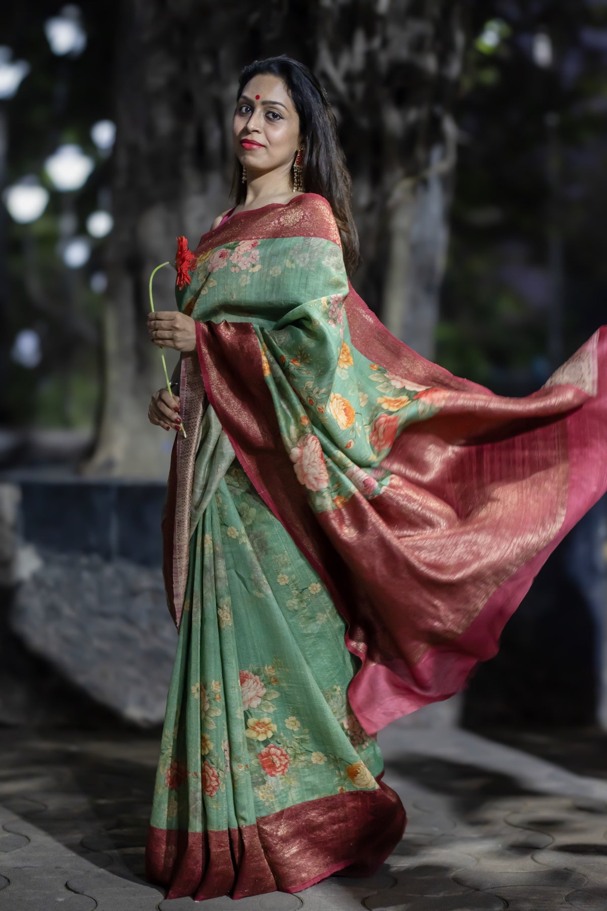 Enchante Premium Light Green Tussar Banarasi Saree with Traditional Weaving & Rich Elegance