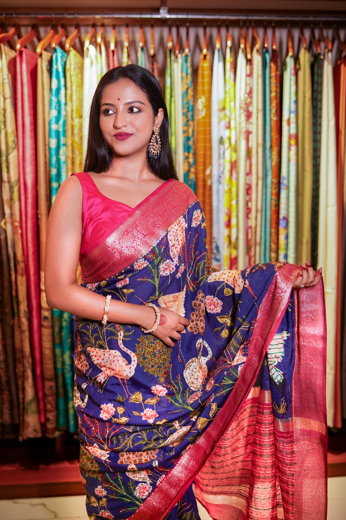 Dreamy petal fusion copy | Premium Purple Chanderi Saree with Ethnic Zari Weaving Border
