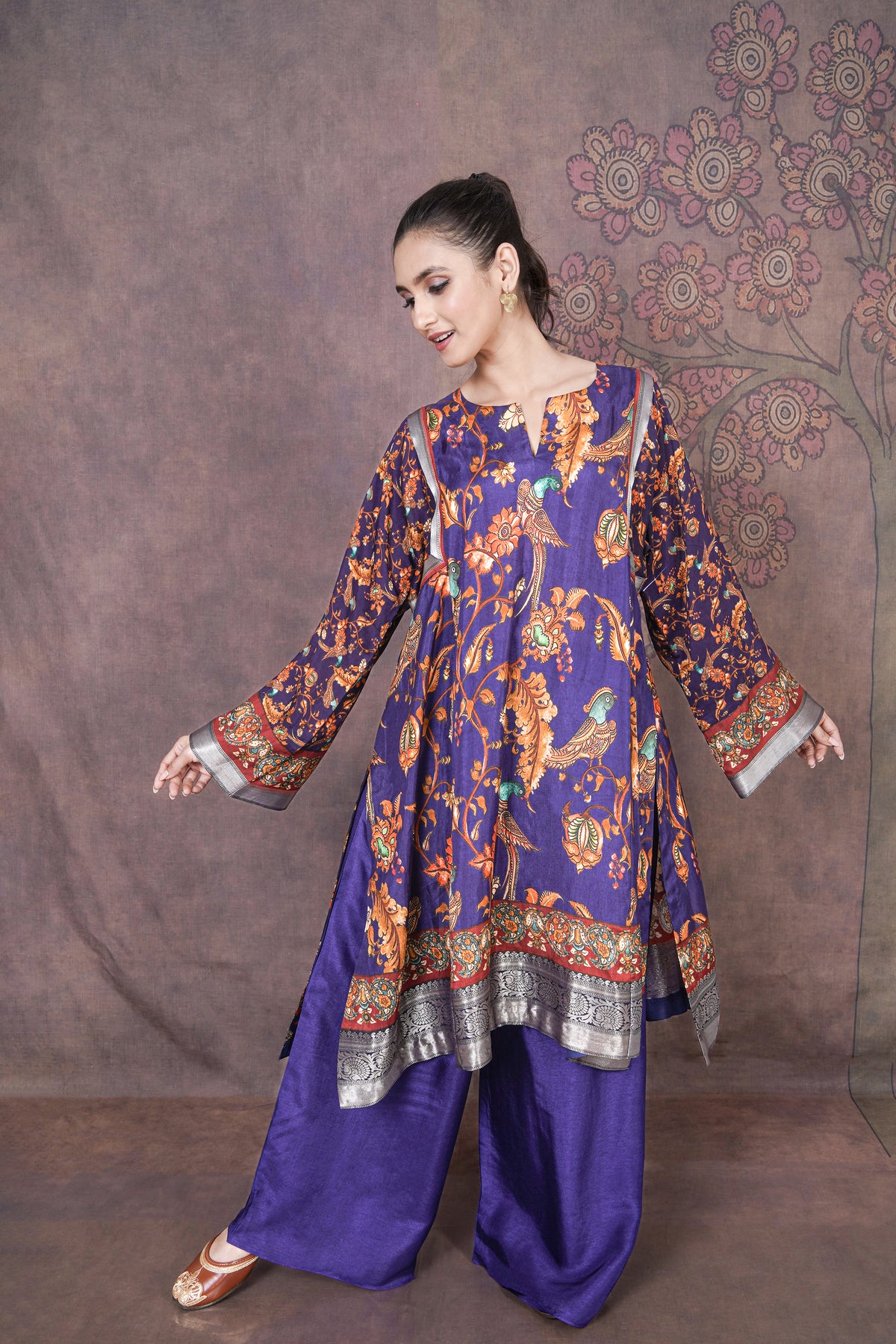 Mor Premium Purple Russian Silk Dress with Smooth Texture & Luxurious Finish