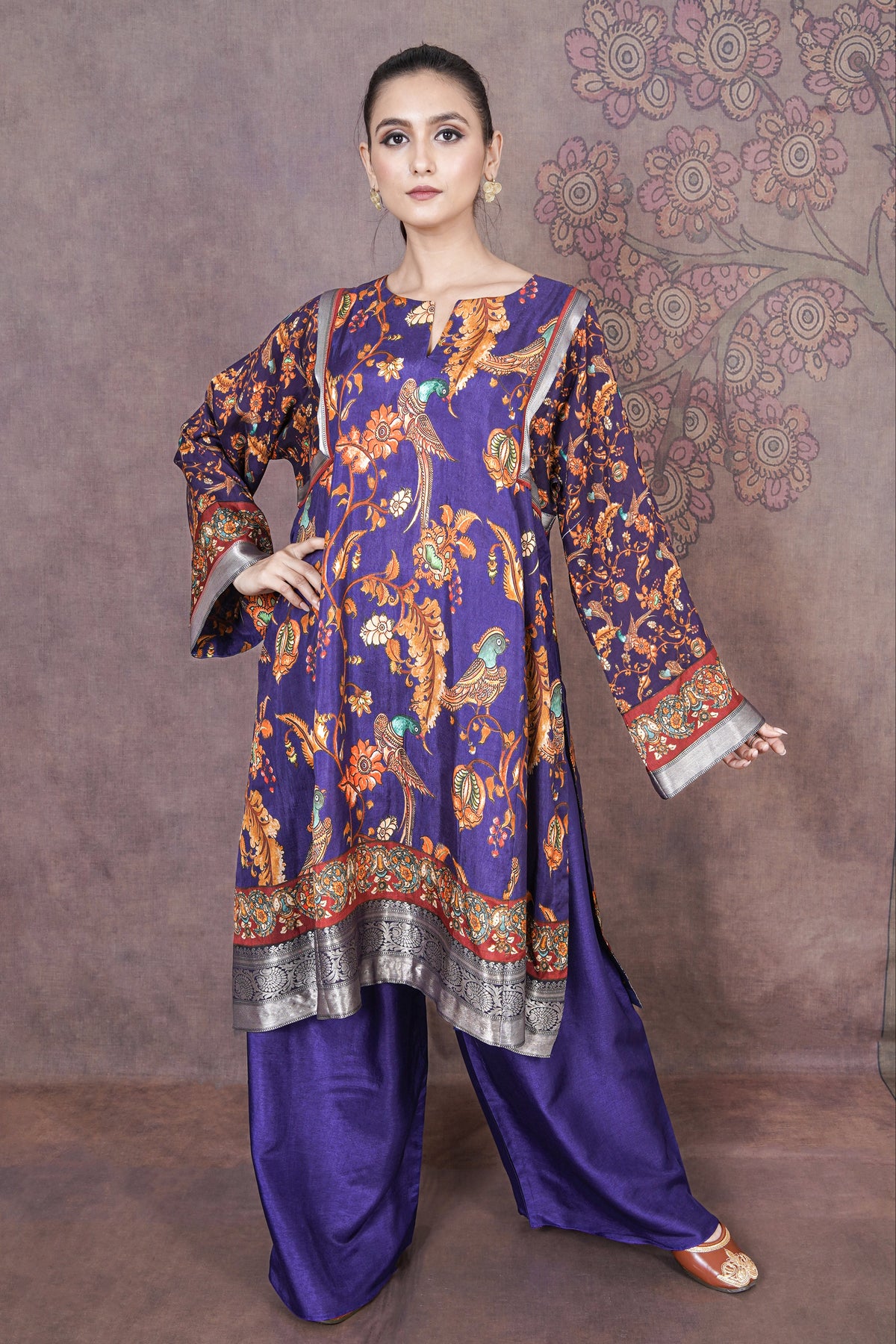Mor Premium Purple Russian Silk Dress with Smooth Texture & Luxurious Finish