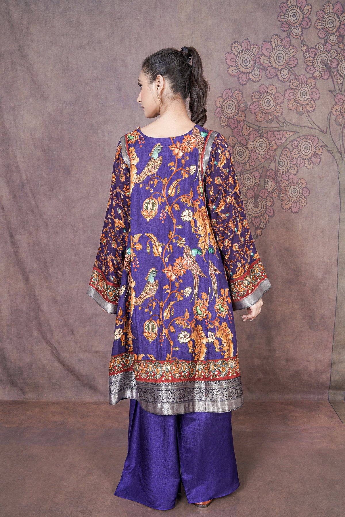 Mor Premium Purple Russian Silk Dress with Smooth Texture & Luxurious Finish