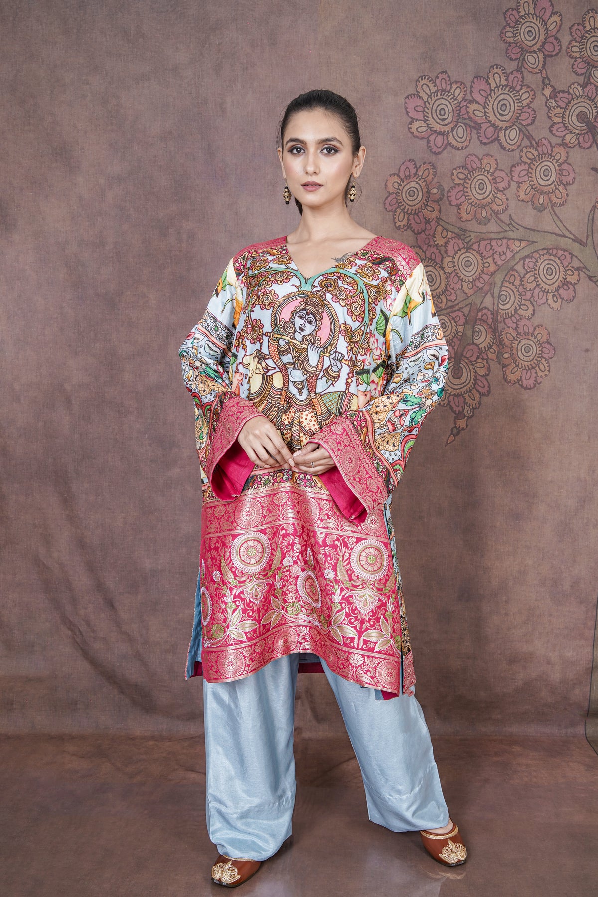 Katha Designer Sky Blue Russian Silk Dress for Festive, Wedding & Occasion Wear