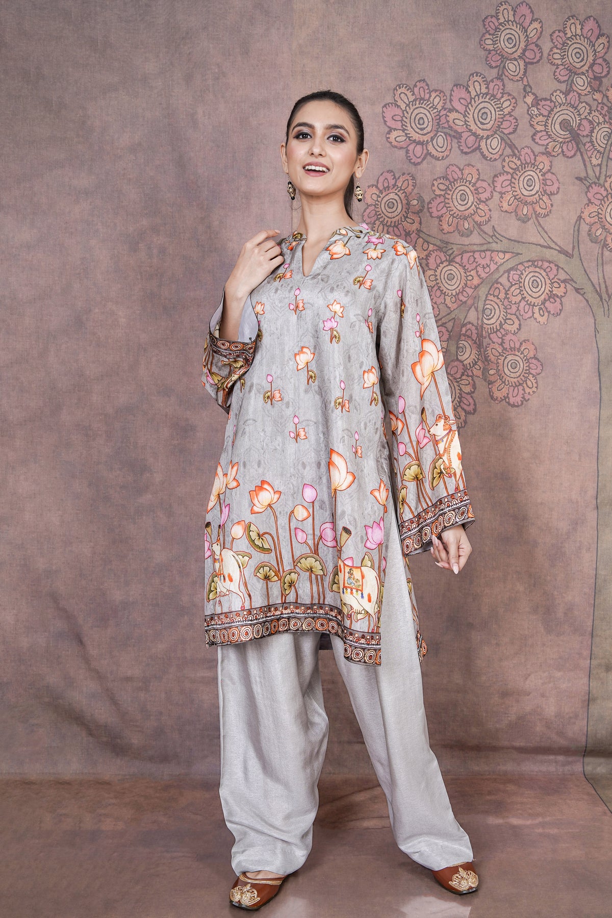 Echo Sophisticated Grey Russian Silk Dress for Special Occasions