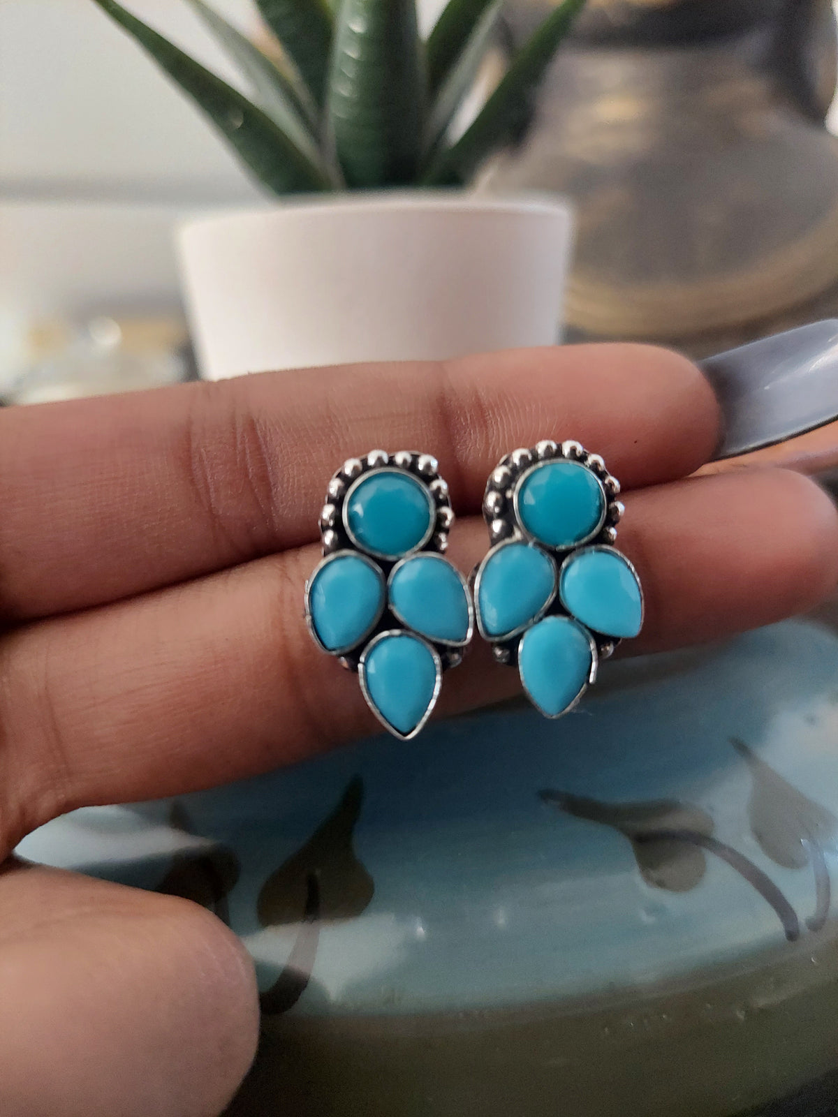 Blue petal studs