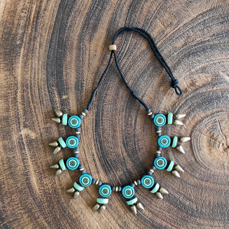 Terracotta Necklace Ethnic Terracotta Beaded Necklace – Rustic Handmade Jewelry for Women