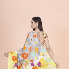 Kusumini Multicolor Chinon Silk Saree – Elegant Lightweight Flowing Ethnic Saree