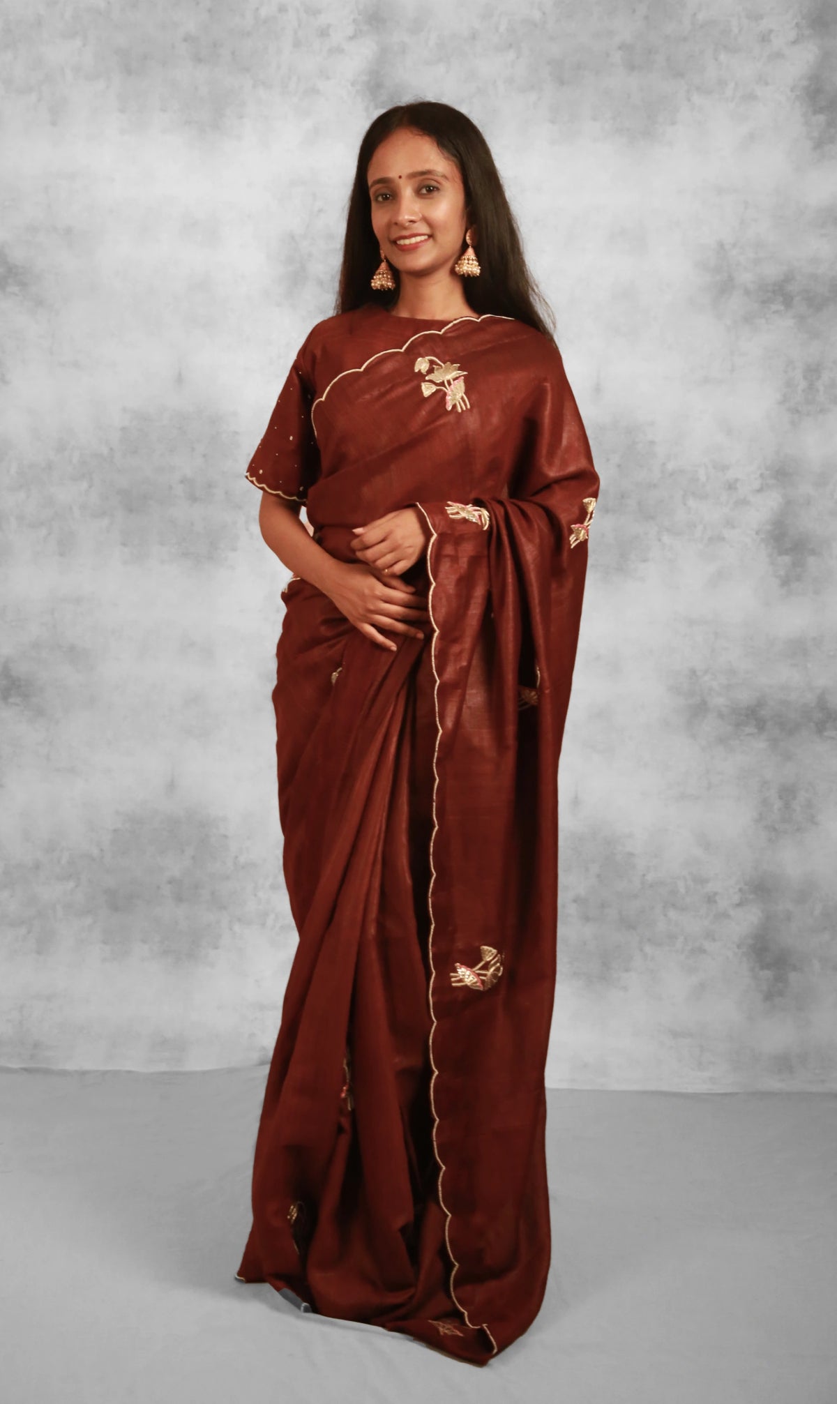 Rag Designer Maroon Tussar Silk Saree | Rich Traditional Silk Saree for Festive Wear