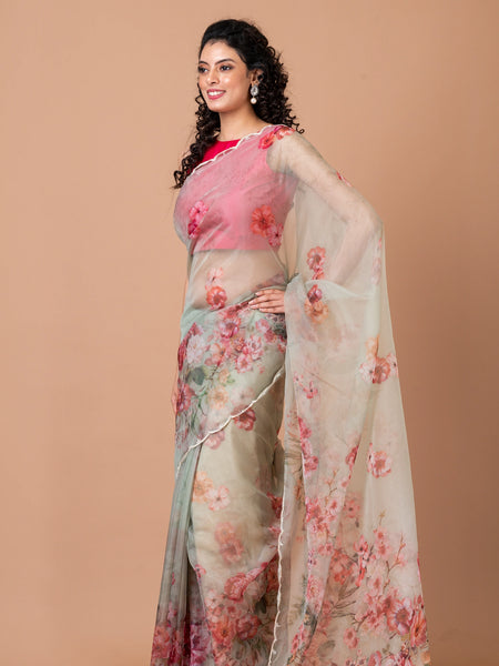 Elegant White Crepe Saree with Woven Sequin Work