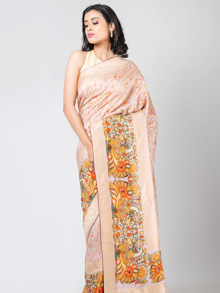 Opulent fusion Elegant Cream Dola Leheriya Saree for Festive & Traditional Wear