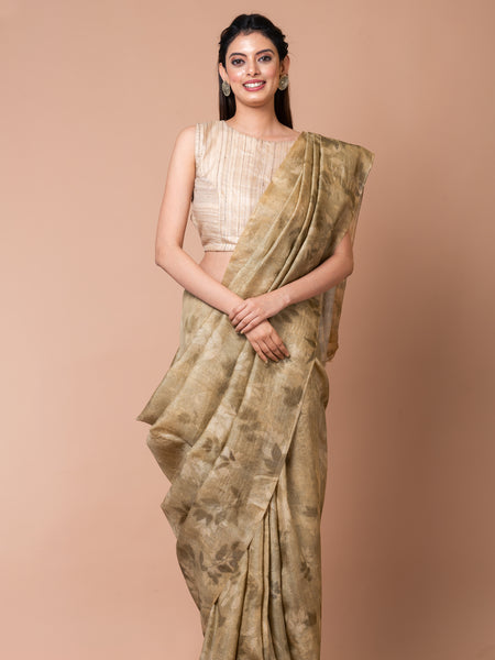 Whispering winds | Premium Pale Yellow Tussar Silk Saree – Classic Elegant Ethnic Saree