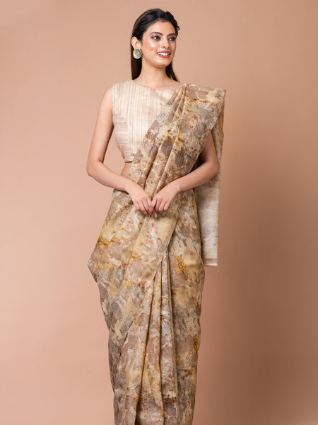 Pale Yellow Tussar Silk Saree | Lightweight Designer Traditional Saree Collection