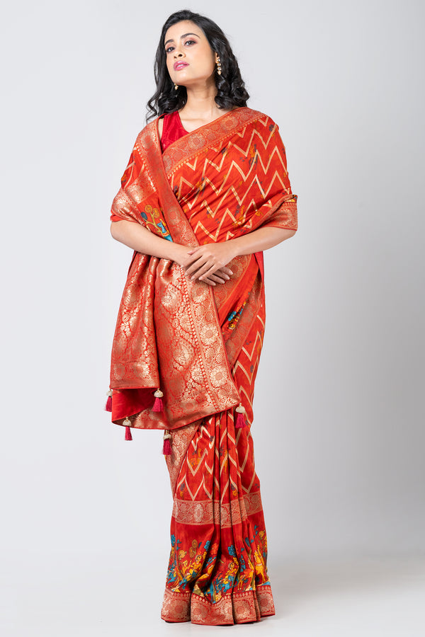 Scarlet heritage Elegant Red Dola Leheriya Saree for Festive & Traditional Wear