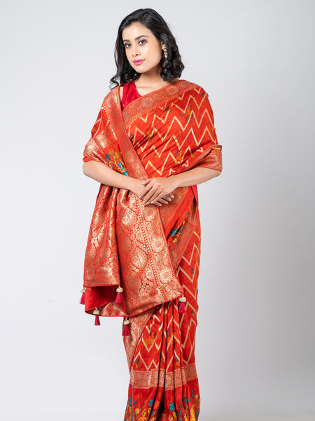 Scarlet heritage Elegant Red Dola Leheriya Saree for Festive & Traditional Wear