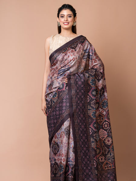 Lightweight Brown Semi Tussar Saree for Women