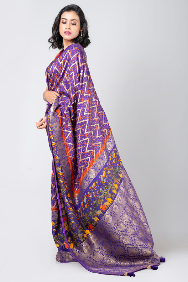 ROYAL LAVENDER Violet Leheriya Dola Saree | Timeless Ethnic Elegance for Special Occasions