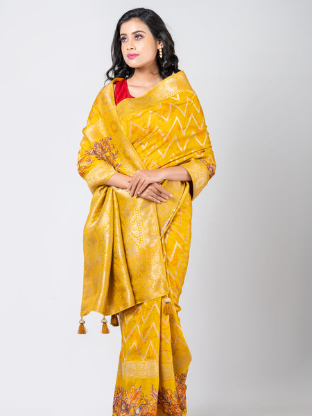 Heritage elegance Yellow Leheriya Saree in Soft Dola Fabric with Vibrant Ethnic Appeal