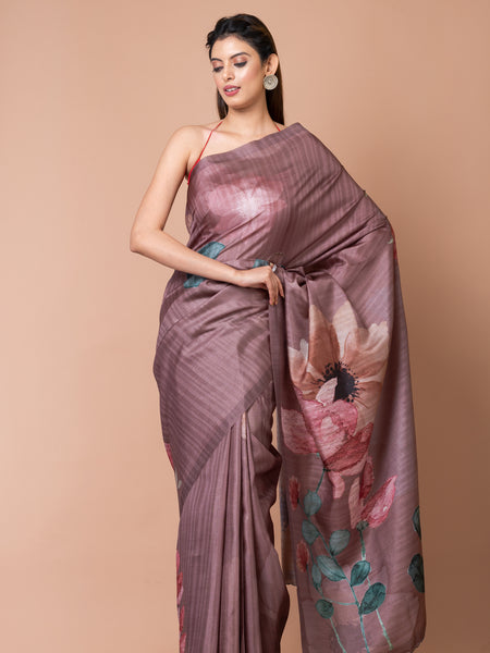 Women’s Brown Semi Tussar Saree for Wedding & Occasion Wear