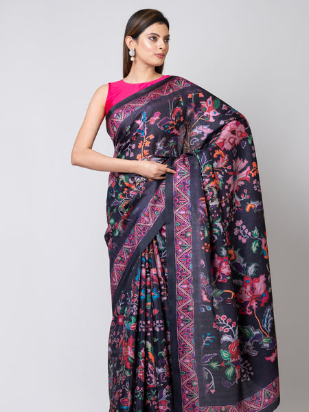 Dark Violet Semi Tussar Silk Saree Elegant Ethnic Wear for Women