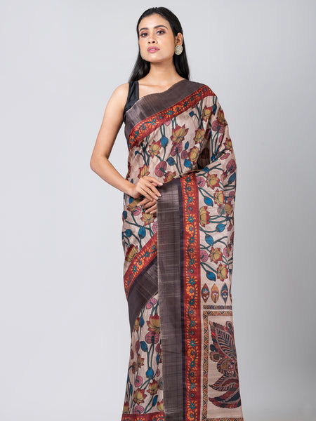 Timeless Charm Beige Semi Tussar Saree with Zari Work | Elegant Traditional Ethnic Wear Saree
