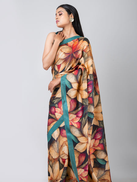 Teal Radiance Premium Teal Tussar Saree for Women with Traditional Appeal