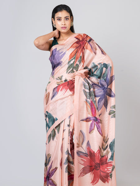 Elegant Beige Semi Tussar Saree – Minimal Luxury Festive Wear Saree