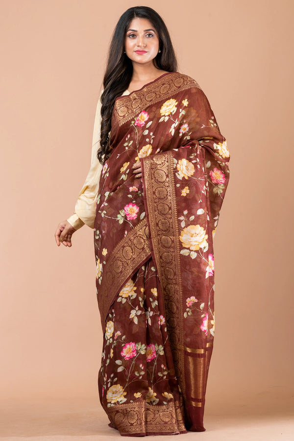 Saamarthy Classic Multicolor Chanderi Saree with Lightweight Draping and Zari Border