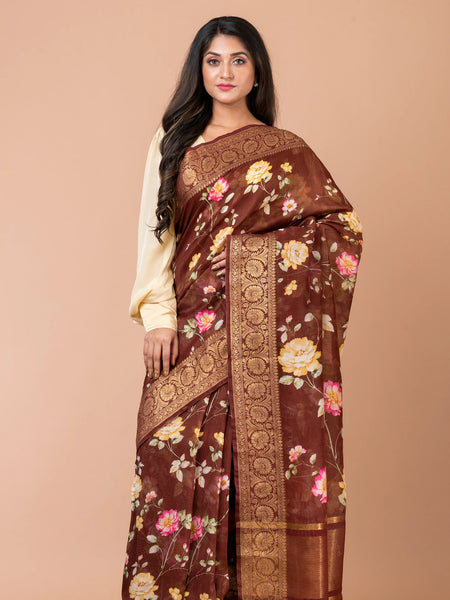 Saamarthy Classic Multicolor Chanderi Saree with Lightweight Draping and Zari Border