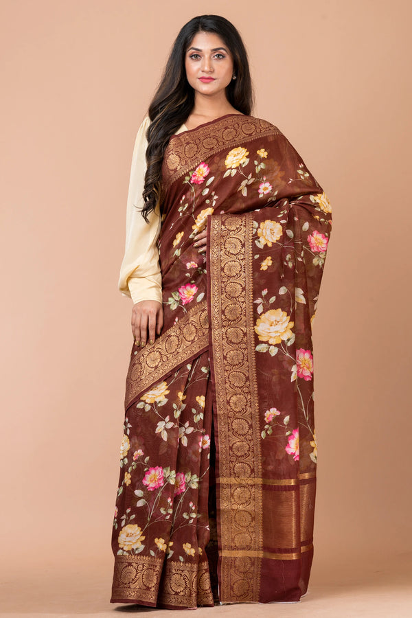 Saamarthy Classic Multicolor Chanderi Saree with Lightweight Draping and Zari Border