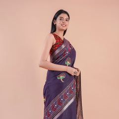 Komal | Chanderi saree katha with mirror work