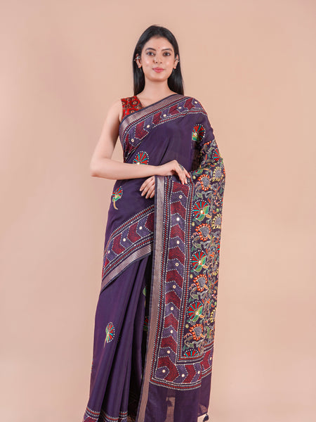 Komal | Chanderi saree katha with mirror work
