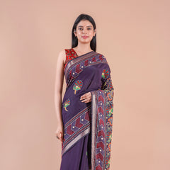 Komal | Chanderi saree katha with mirror work