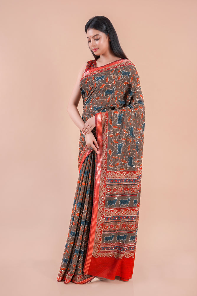 Nazakat | Chanderi saree katha with sequence work