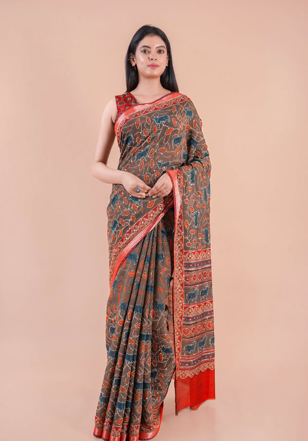 Nazakat | Chanderi saree katha with sequence work