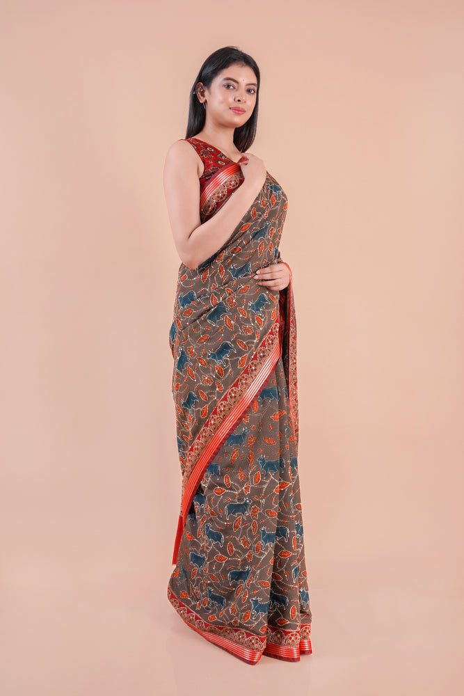 Nazakat | Chanderi saree katha with sequence work