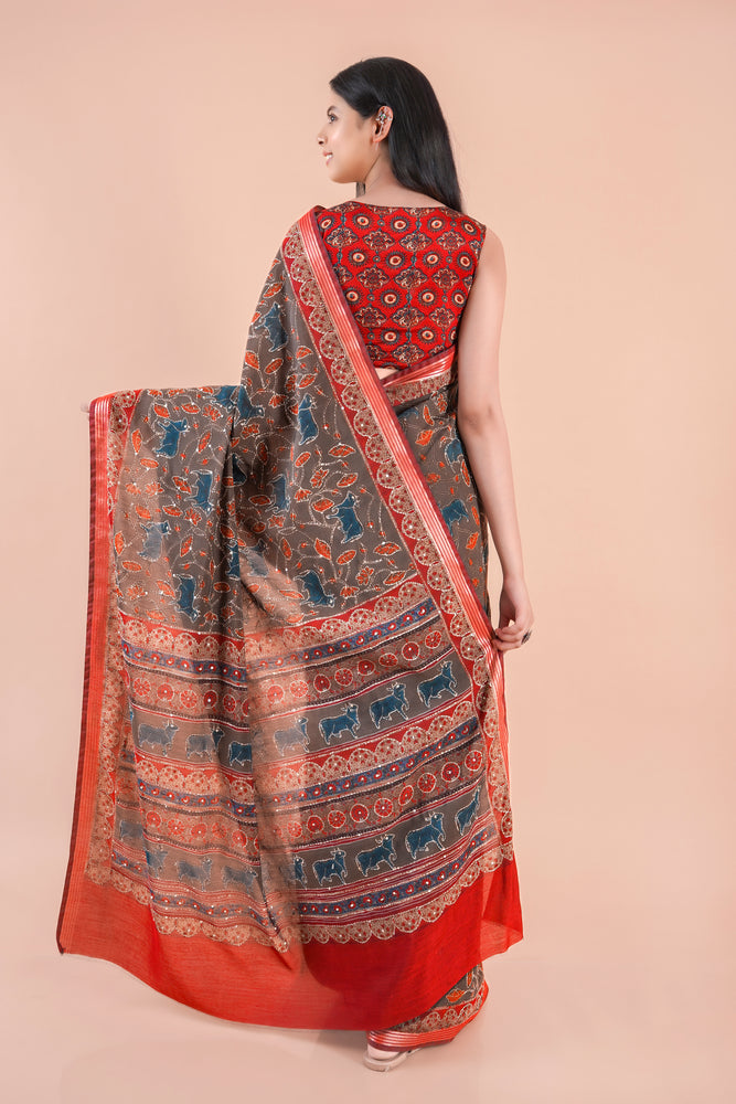 Nazakat | Chanderi saree katha with sequence work
