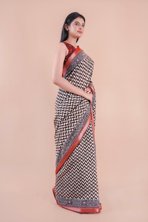 Dhaga | Chanderi saree katha with mirror work