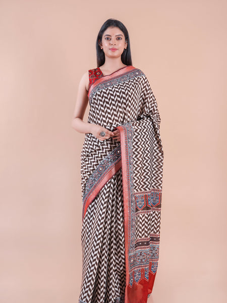 Dhaga | Chanderi saree katha with mirror work