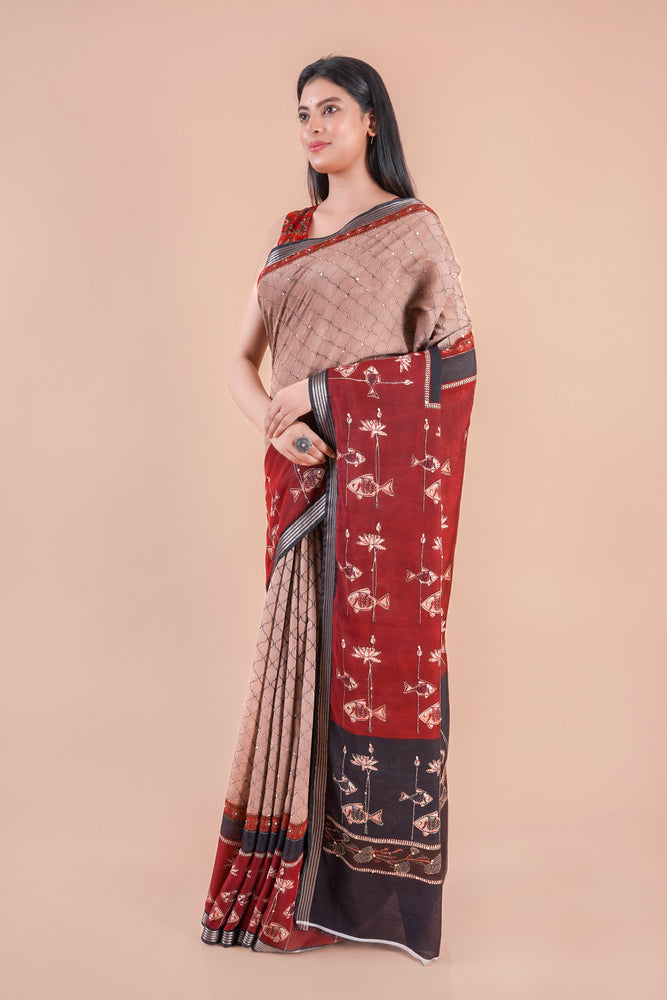 Reshami | Chanderi saree katha with sequence work