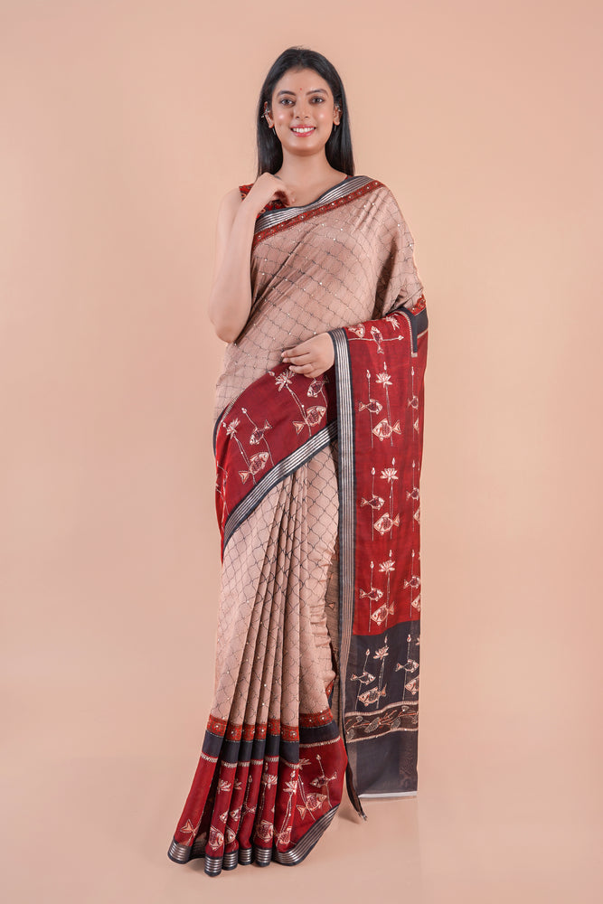 Reshami | Chanderi saree katha with sequence work