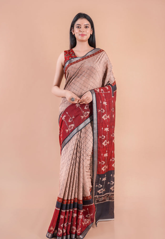 Reshami | Chanderi saree katha with sequence work