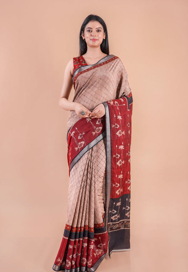 Reshami | Chanderi saree katha with sequence work