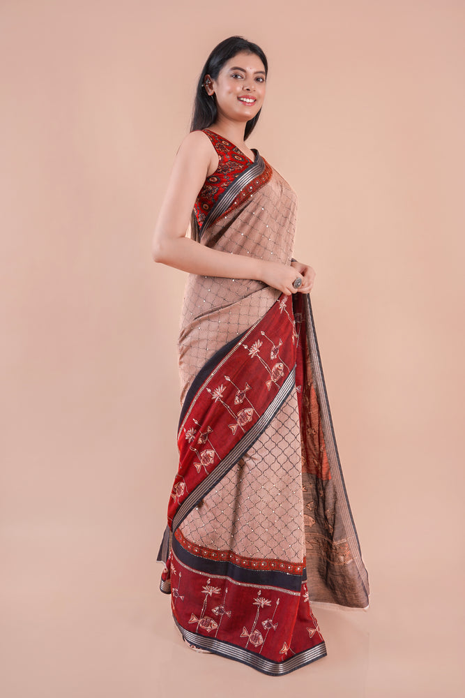 Reshami | Chanderi saree katha with sequence work