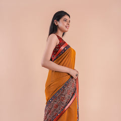 Kora | Chanderi saree katha with mirror work