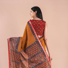 Kora | Chanderi saree katha with mirror work