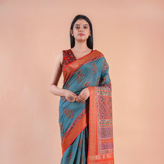Leher | Chanderi saree katha with mirror work