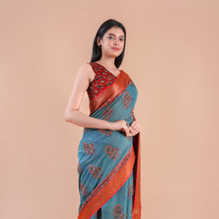 Leher | Chanderi saree katha with mirror work