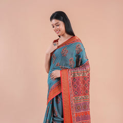 Leher | Chanderi saree katha with mirror work