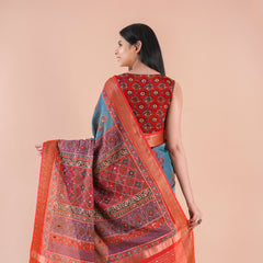 Leher | Chanderi saree katha with mirror work